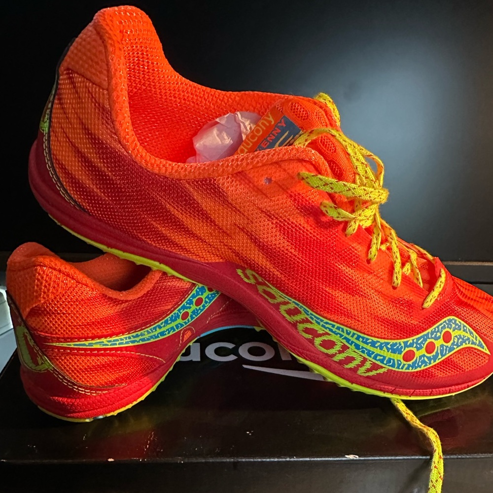 Saucony Orange and Red Sneakers with Sporty Design